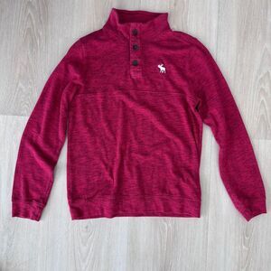 Boys Abercrombie Shirt Mock Turtle Neck Long Sleeve Tee, Red, Size 11/12